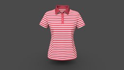 Women Classic Strip Polo Shirt