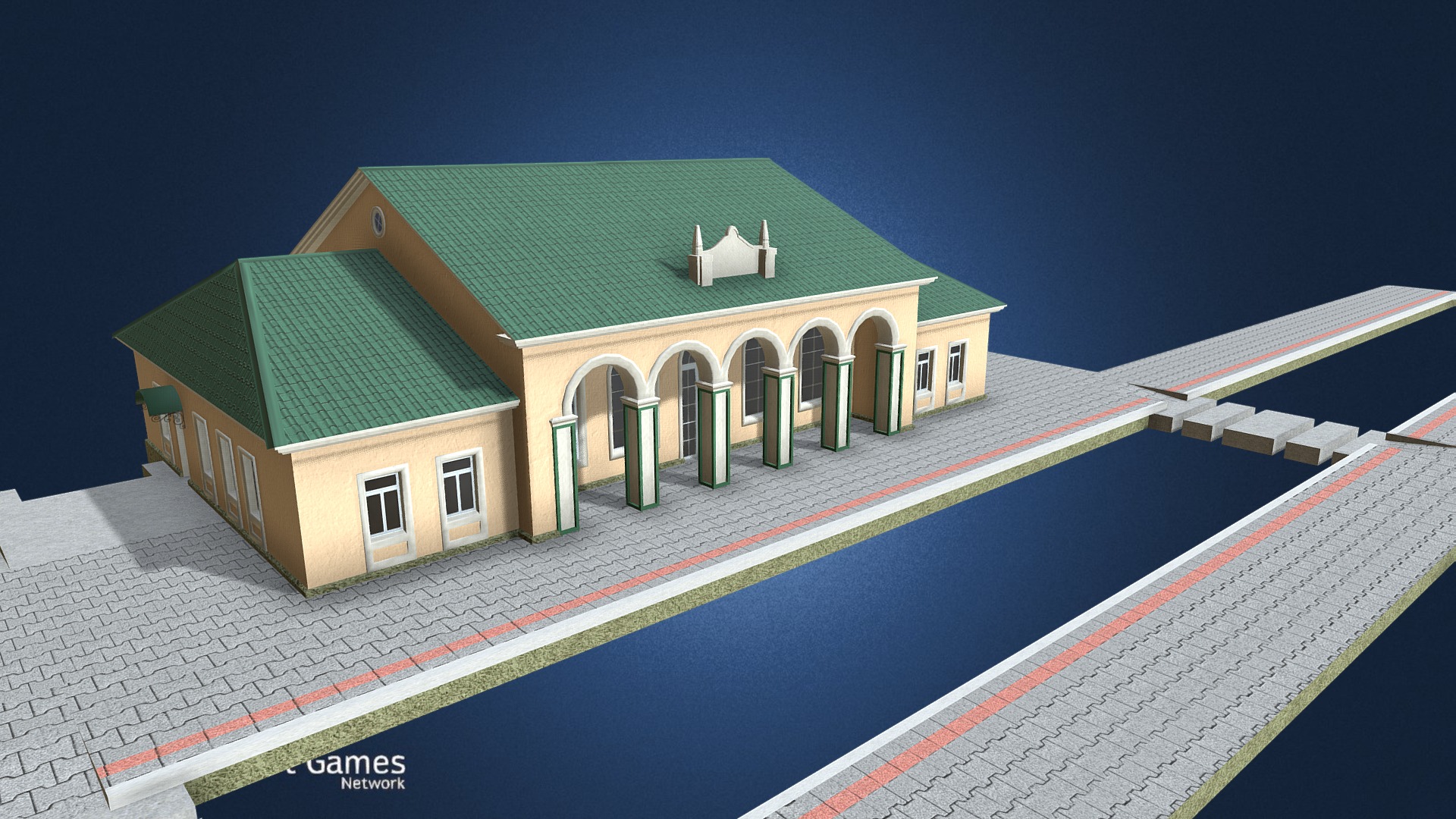 Train station prj 4072 (15) Stucco walls 3d model