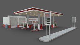 Gas Station 2 Low Poly