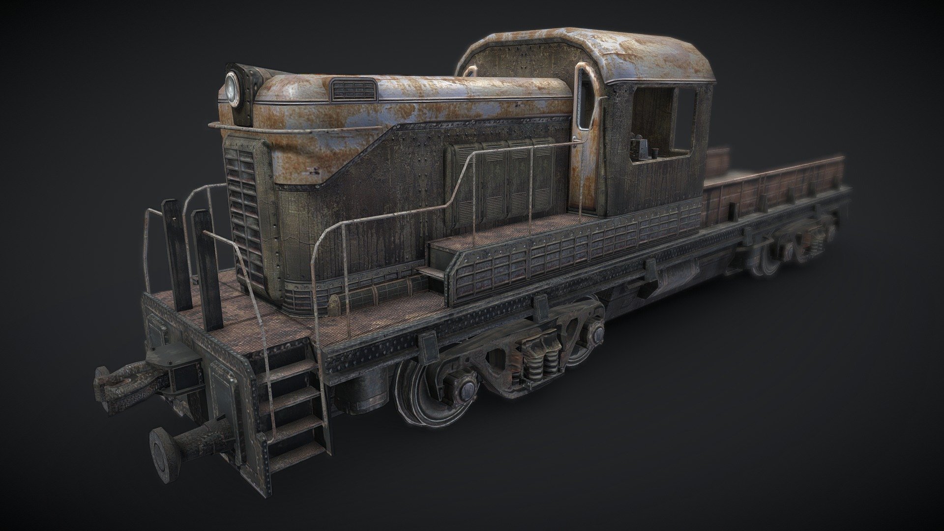 Old Rusty Locomotive 3d model