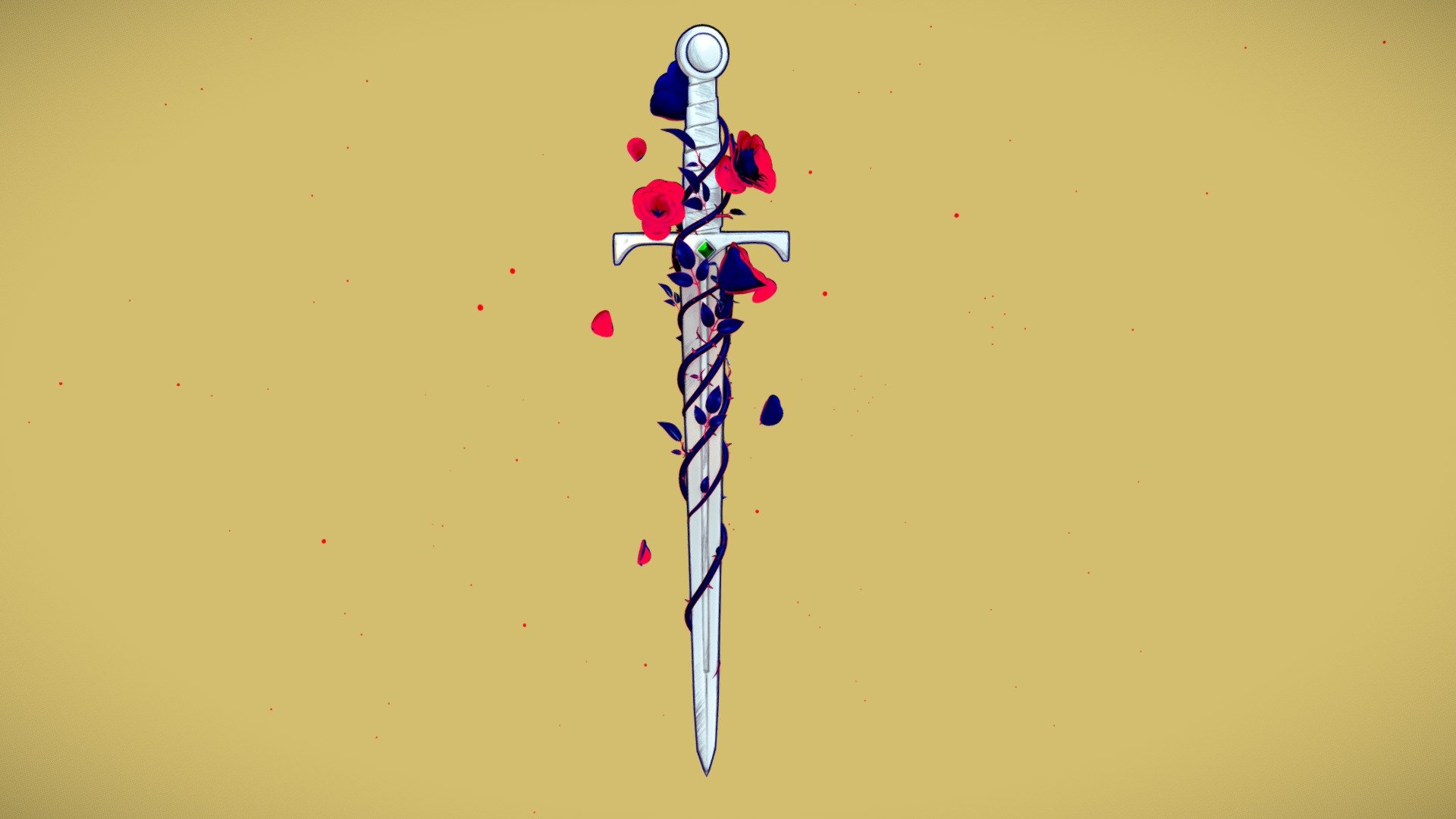 Sword with Roses 3d model