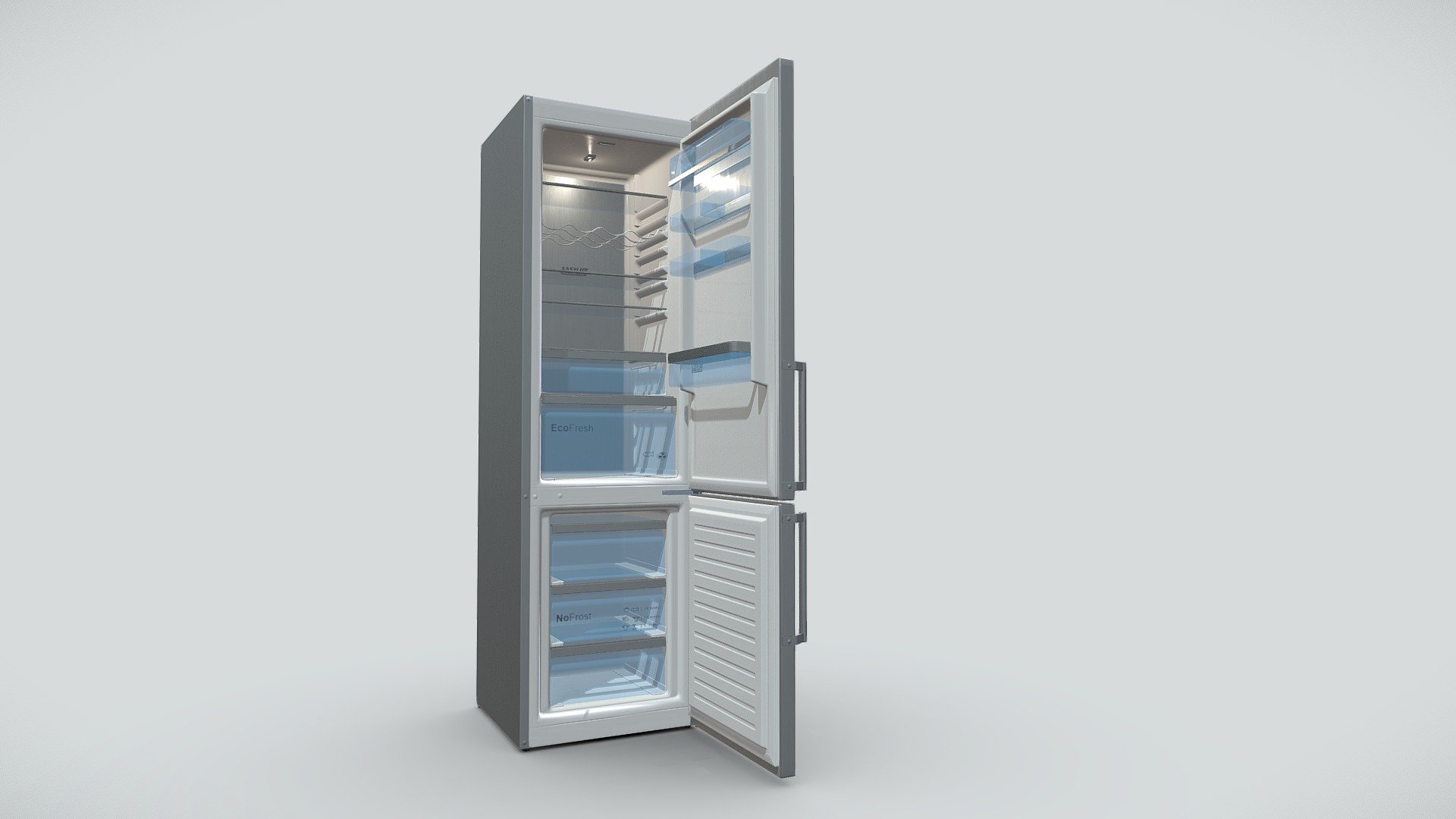 Combi fridge high-detail lowpoly 3d model