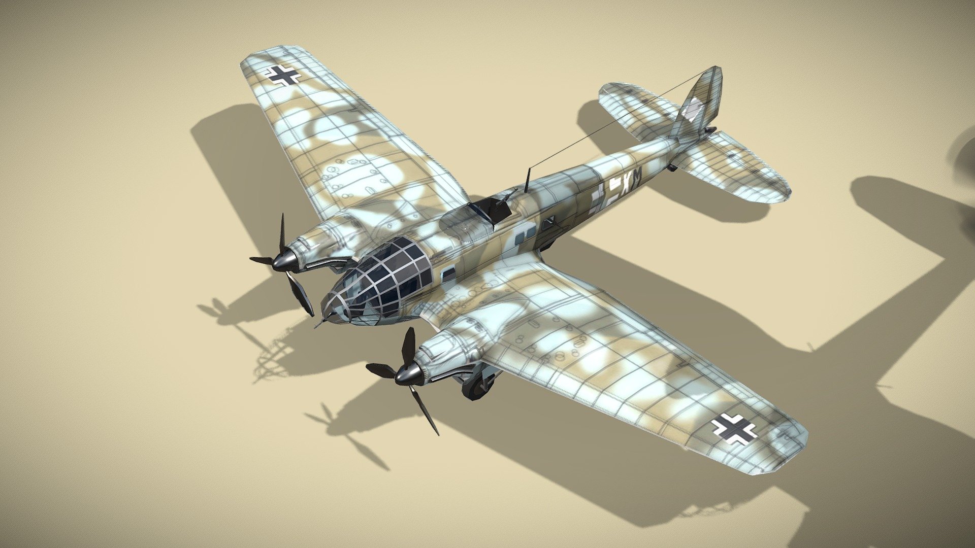 Heinkel He-111 lowpoly WW2 bomber 3d model