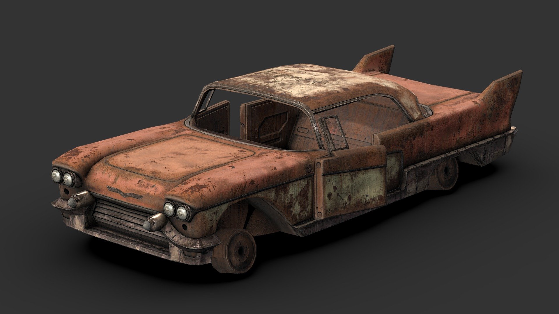 Wrecked Caddy 3d model