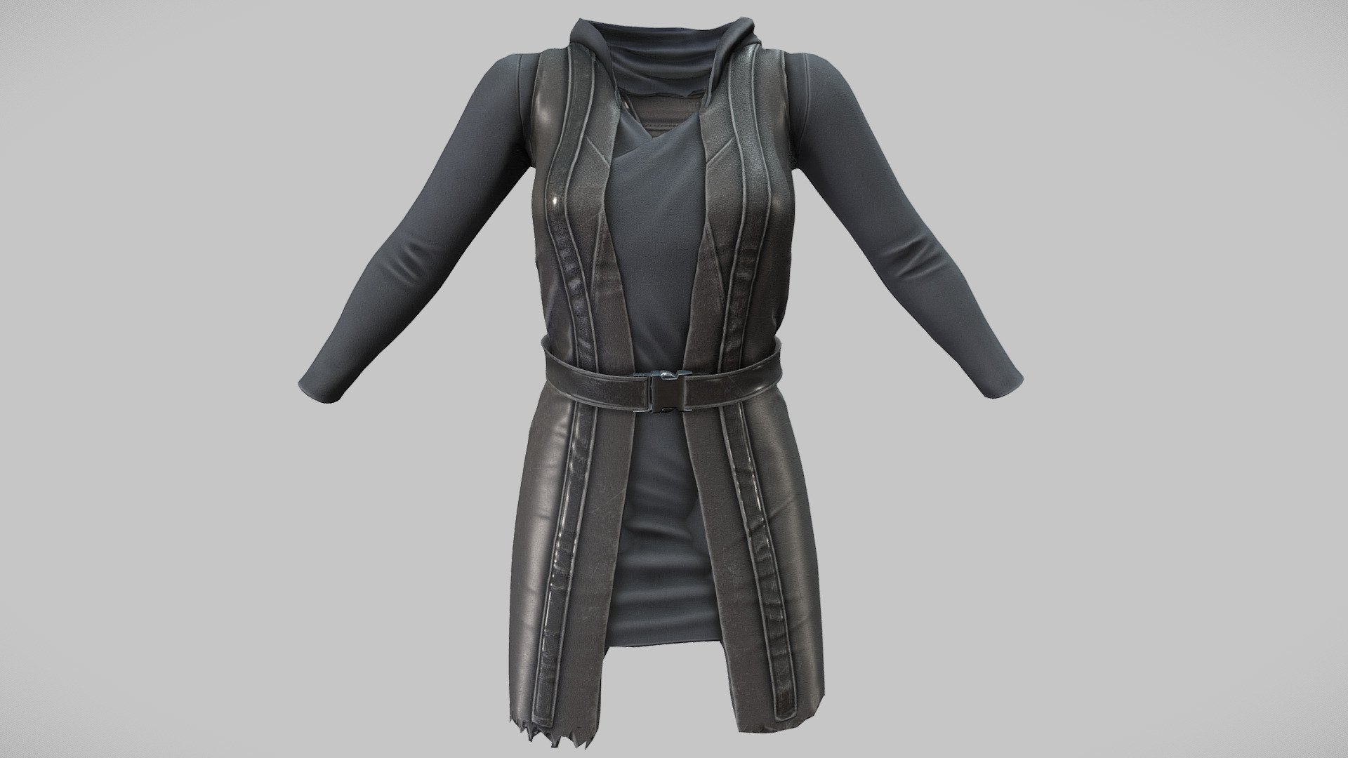 Female Torn Bottom Sci- Fi Fantasy Coat 3d model