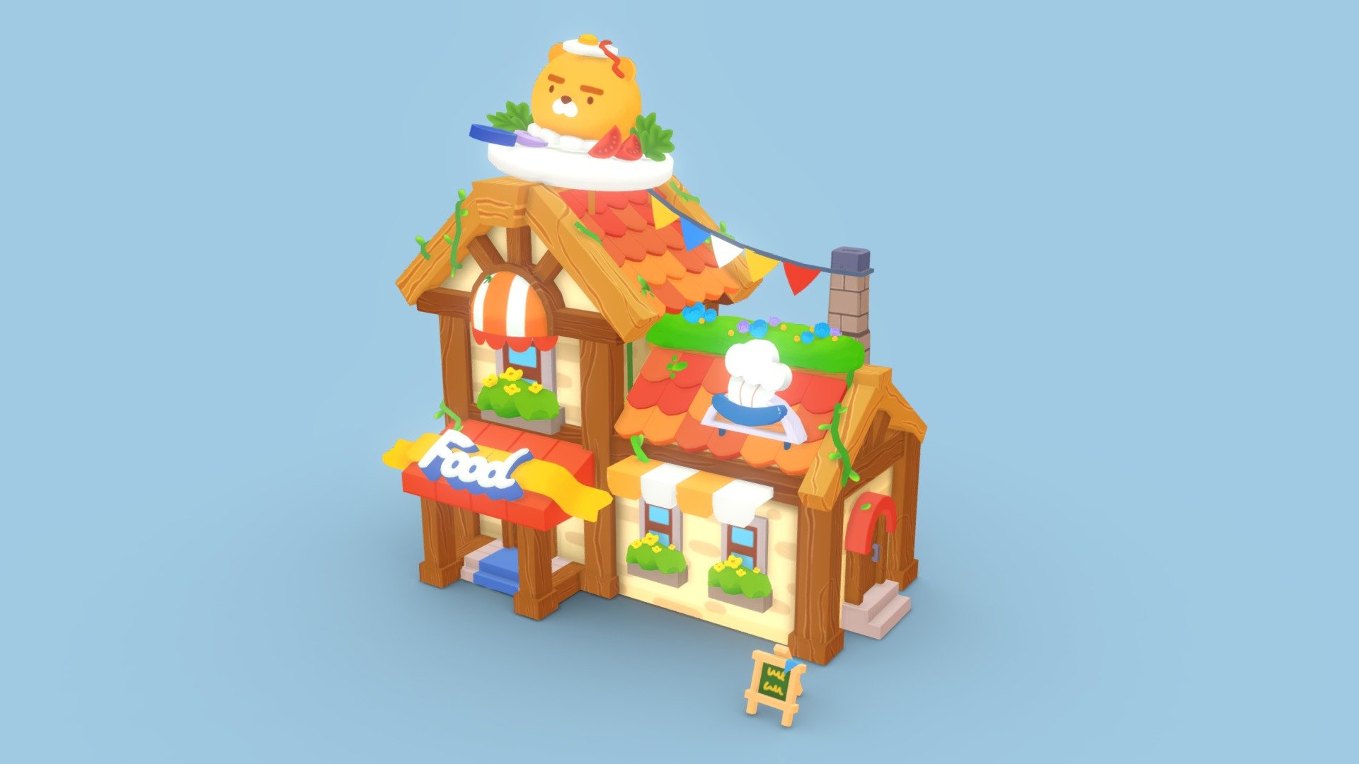 food house in casual game 3d model