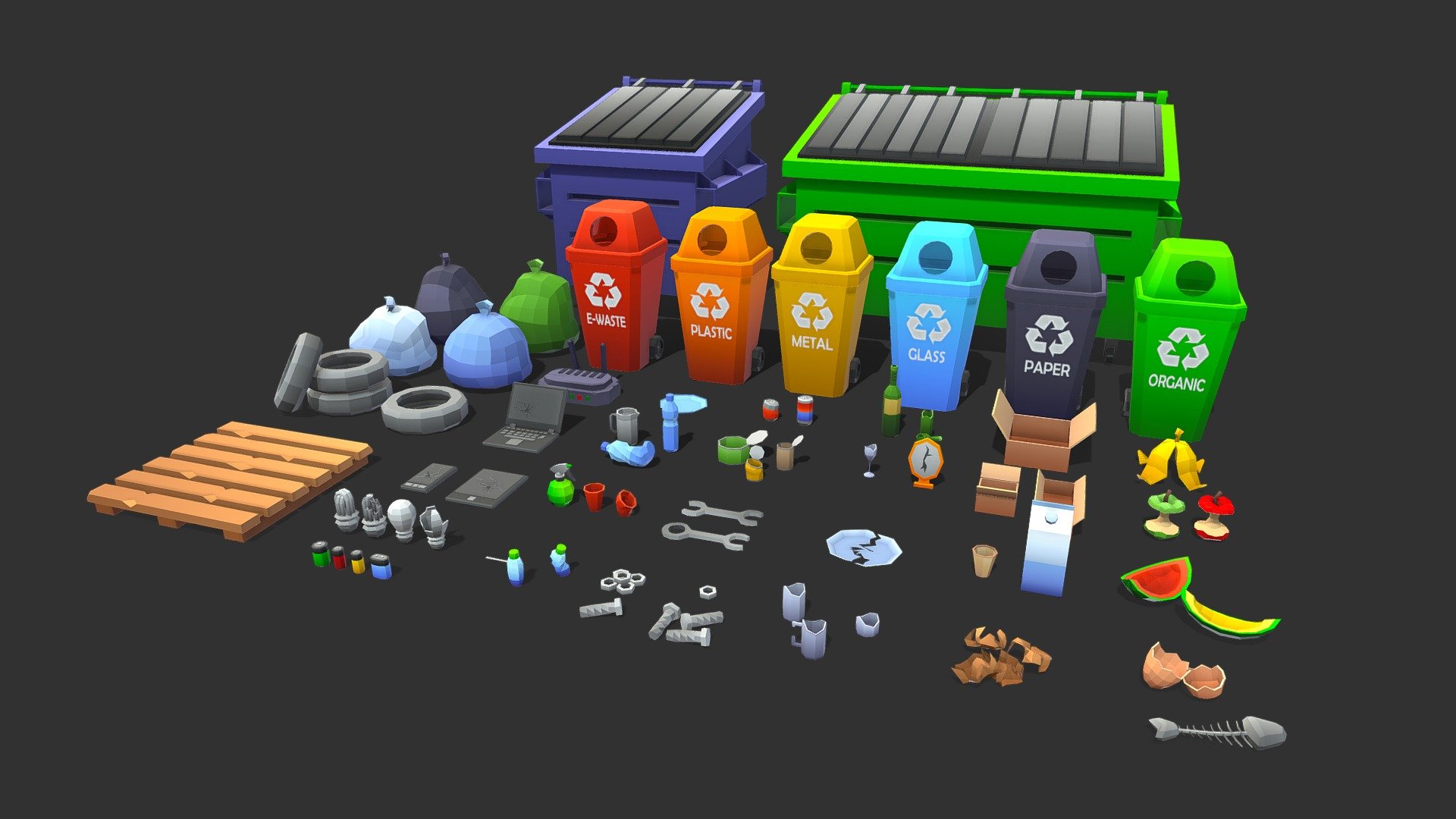 Stylize Low Poly Garbage Pack 3d model