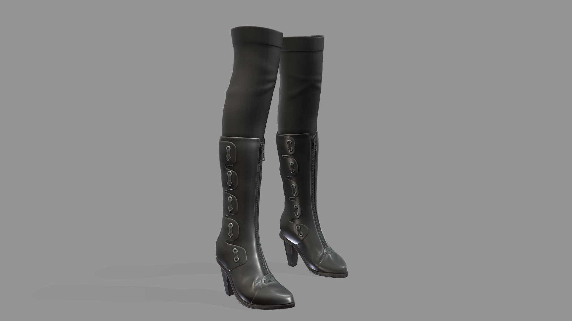 Female High Heel Calf Bloots With Thigh Socks 3d model