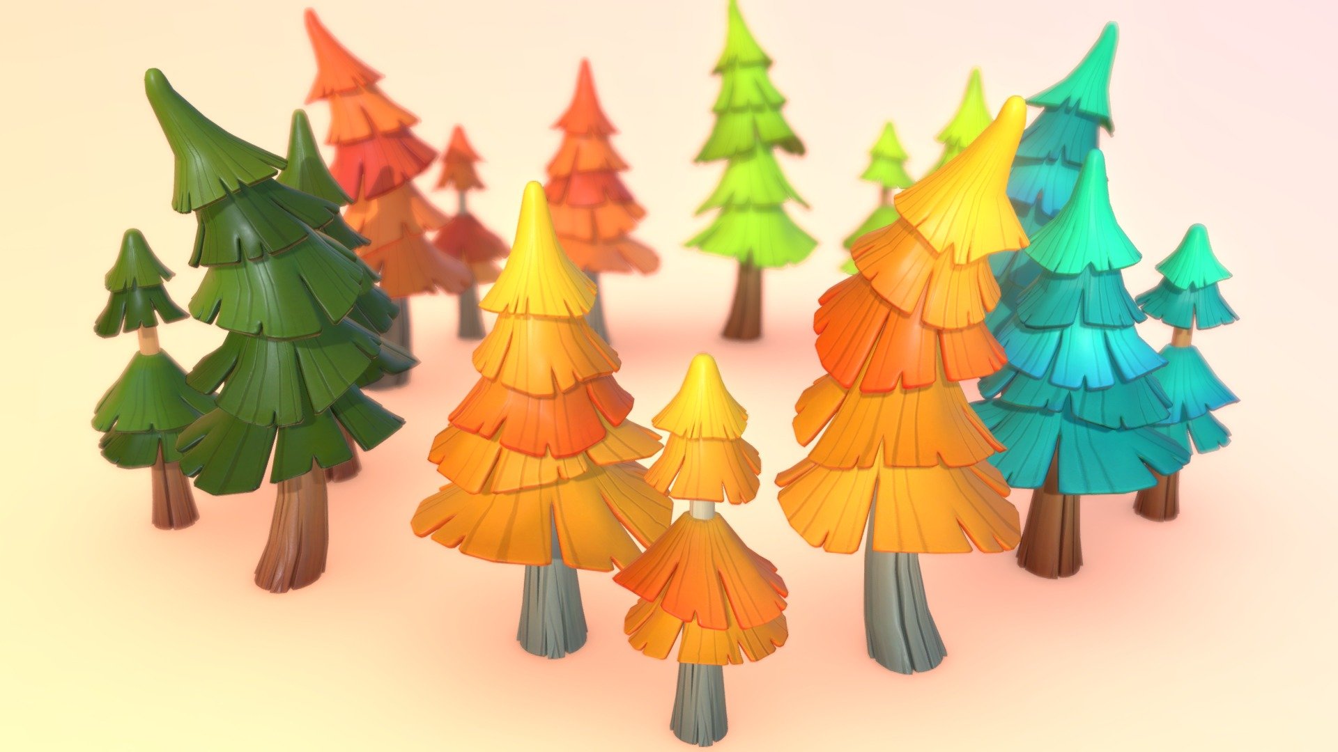 Pine Trees 003 3d model