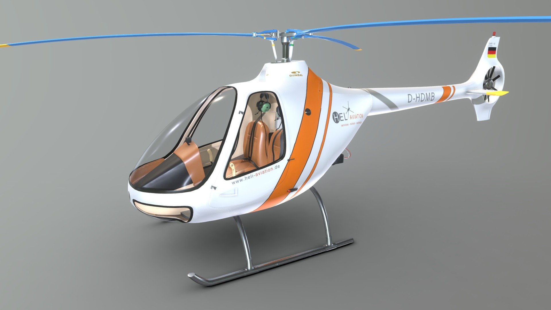 Guimbal Cabri G-2(D-HDMB) German Helicopter 3d model