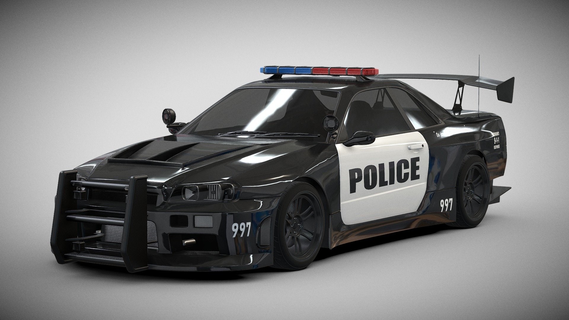 Nissan Skyline GT-R R34 Police Car 3d model