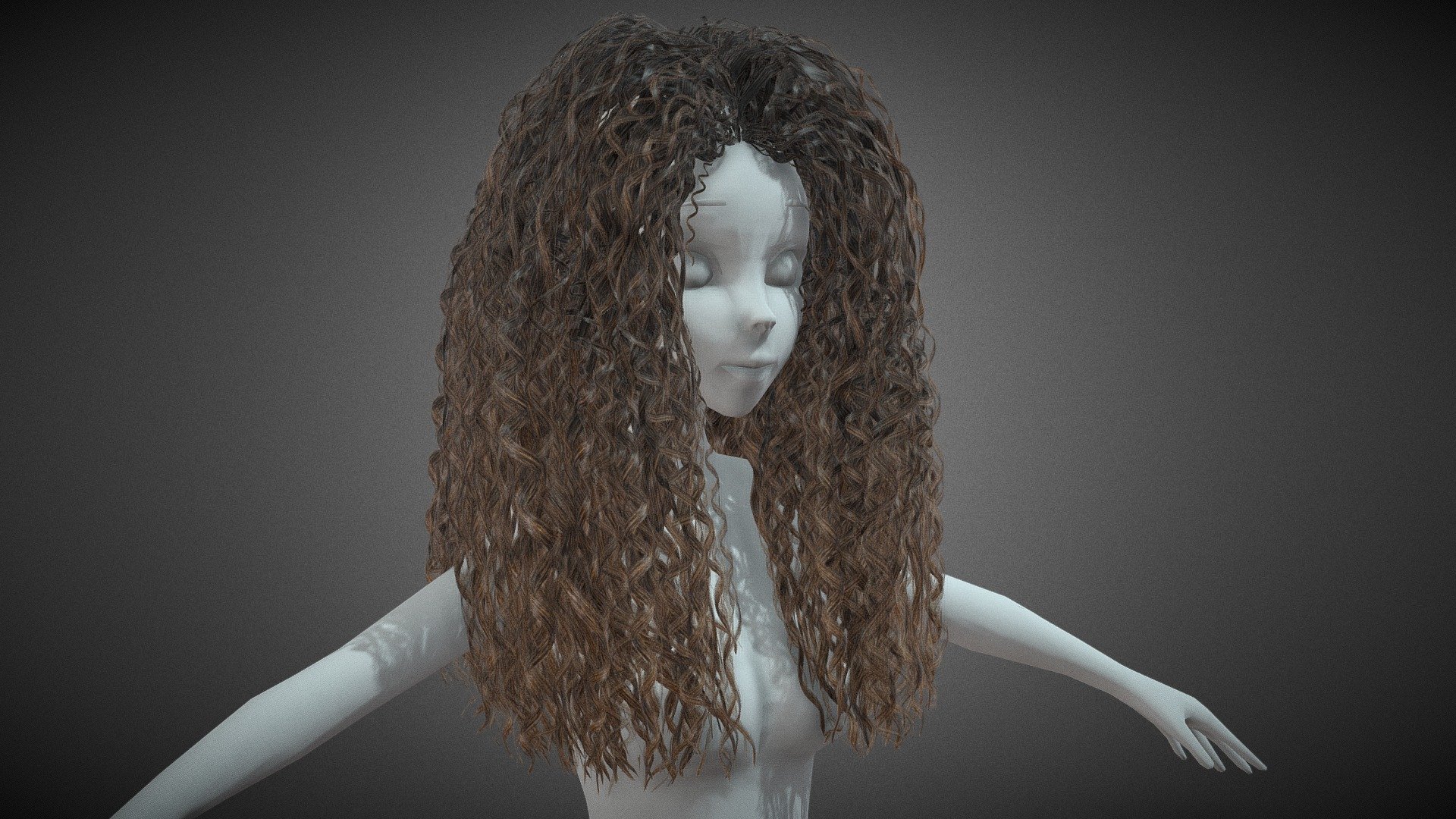 Female Hair Cards Style 10 3d model