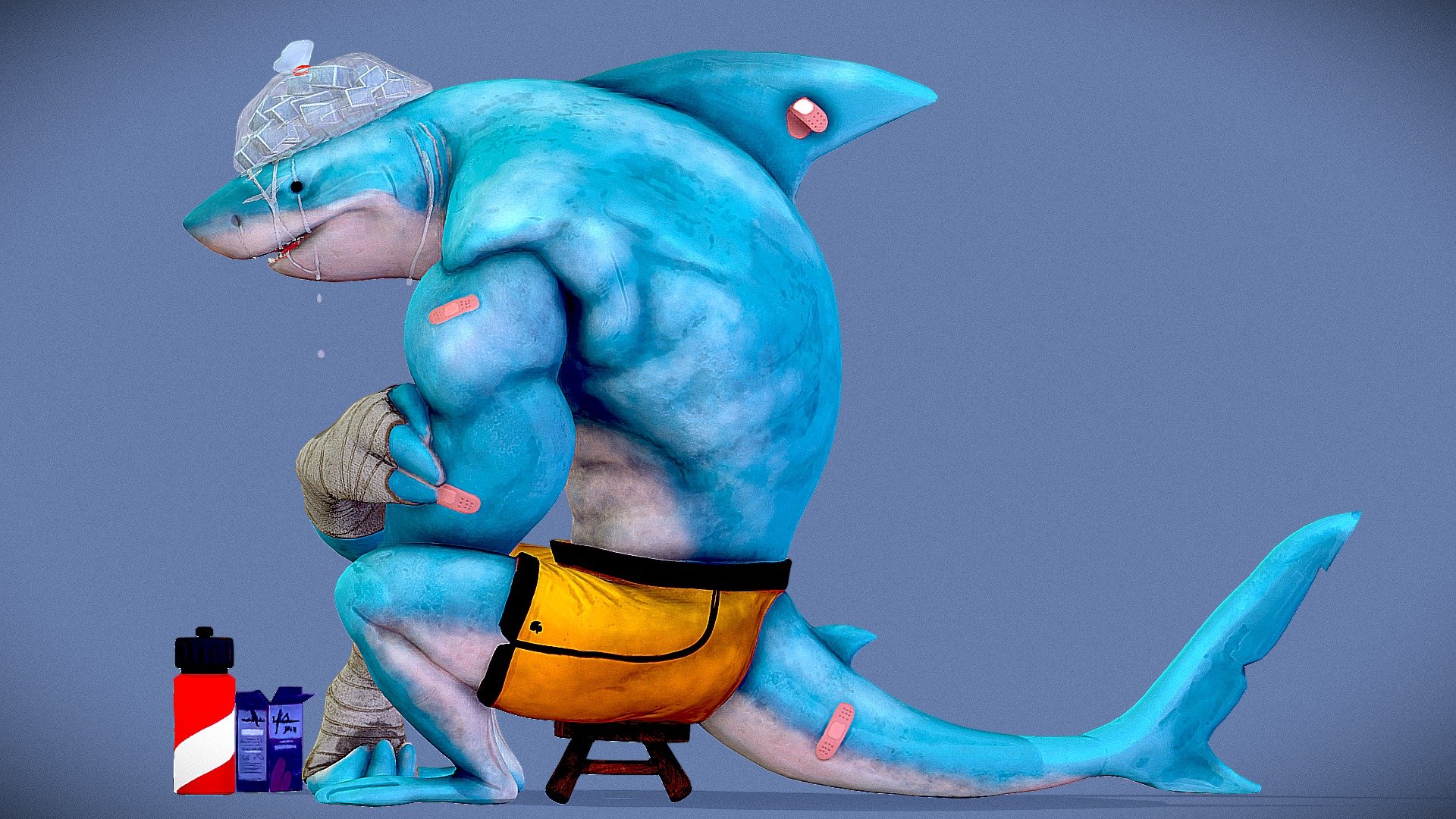 Tired Shark Guy 3d model