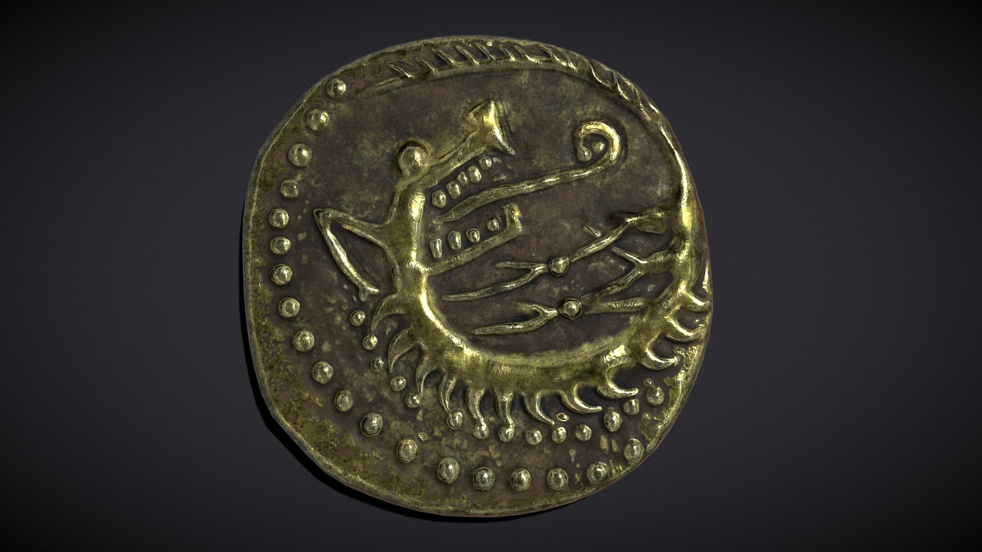 Viking_Wolf_Coin_FBX 3d model