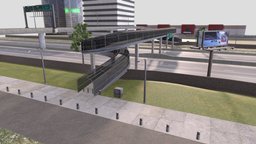 LA Highway & Pedestrian Bridge (low-poly)