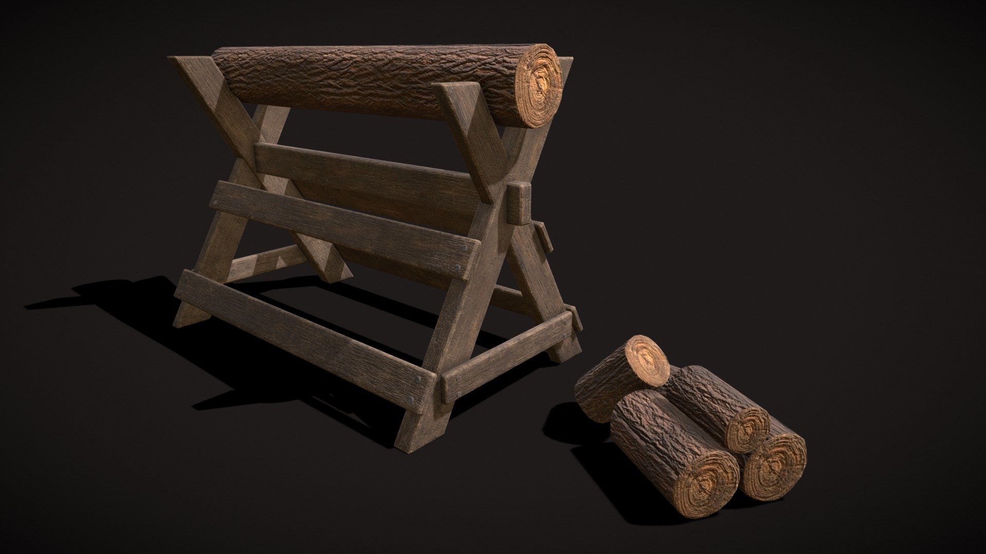 Log_Saw_Horse 3d model