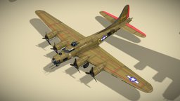 Boeing B-17 Flying Fortress lowpoly WW2 bomber