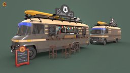 Hipster Food Truck | Low-poly PBR 3D Model