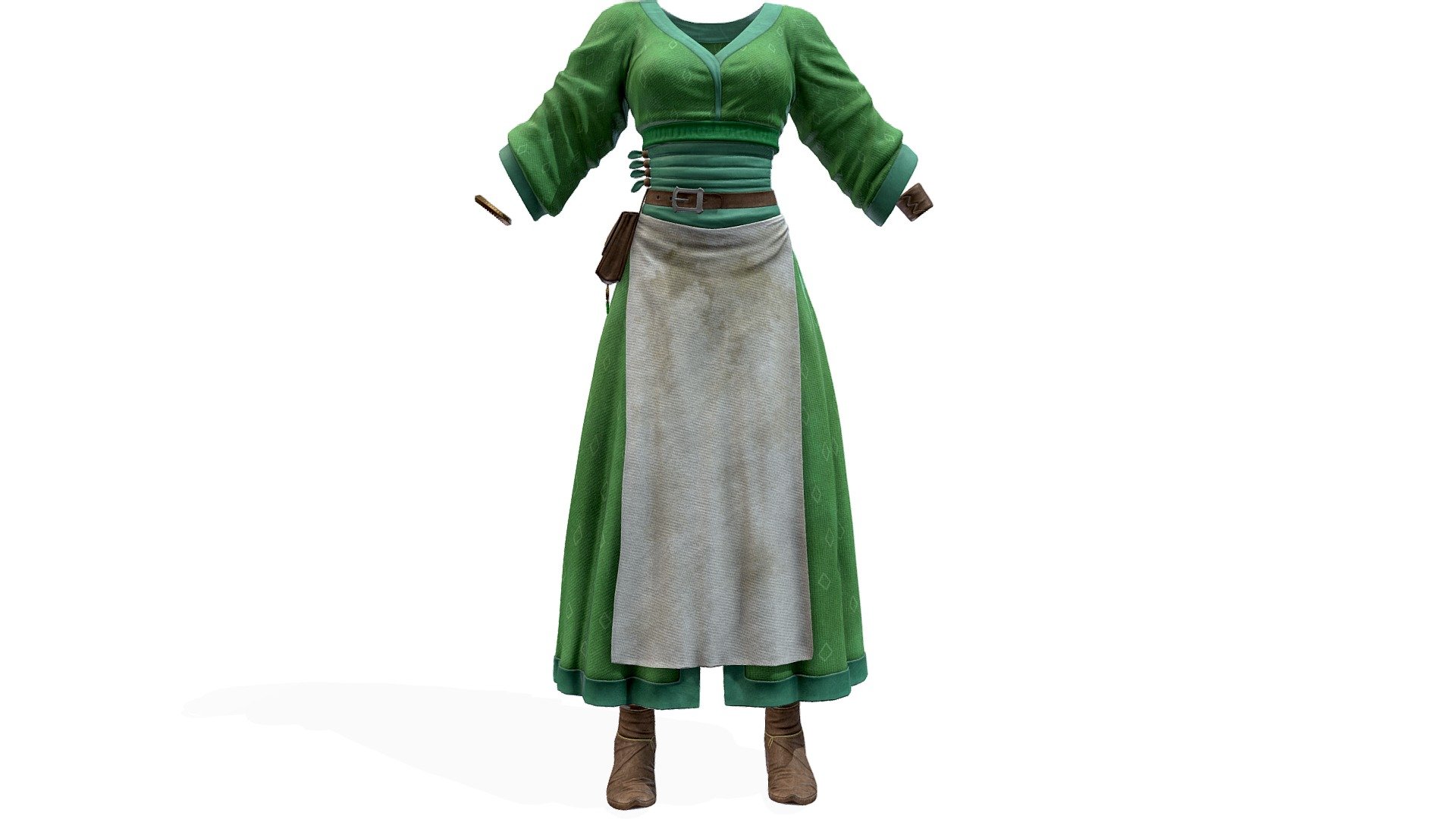 $AVE Female Medieval Pheasant Girl Full Outfit 3d model