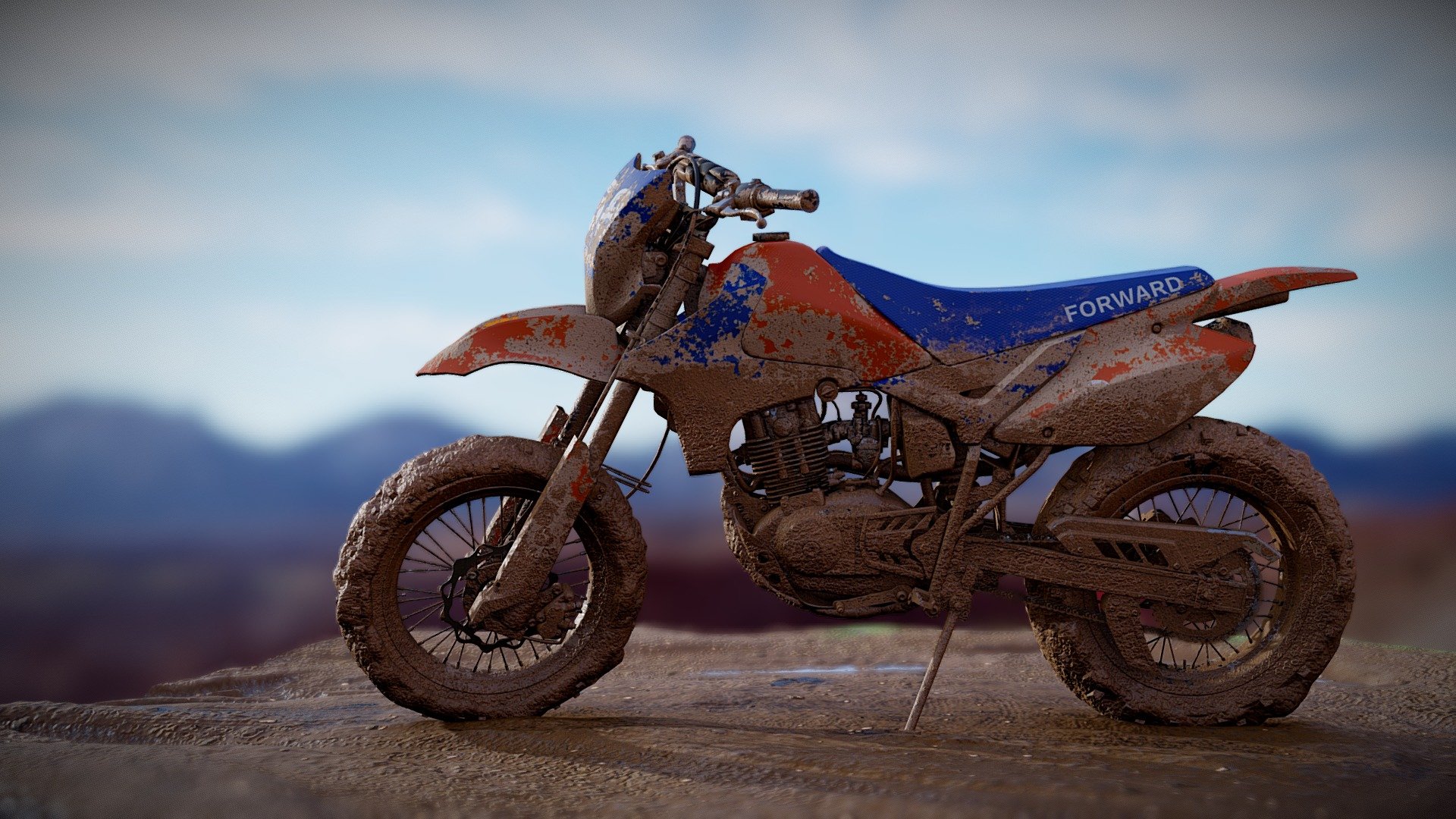 Dirt Bike Muddy 3d model