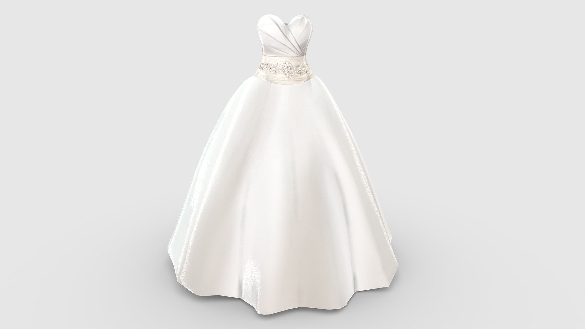 Female Strapless Ball Gown 3d model