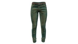 Female Tight Fit Green Hue Denim Pants Jeans