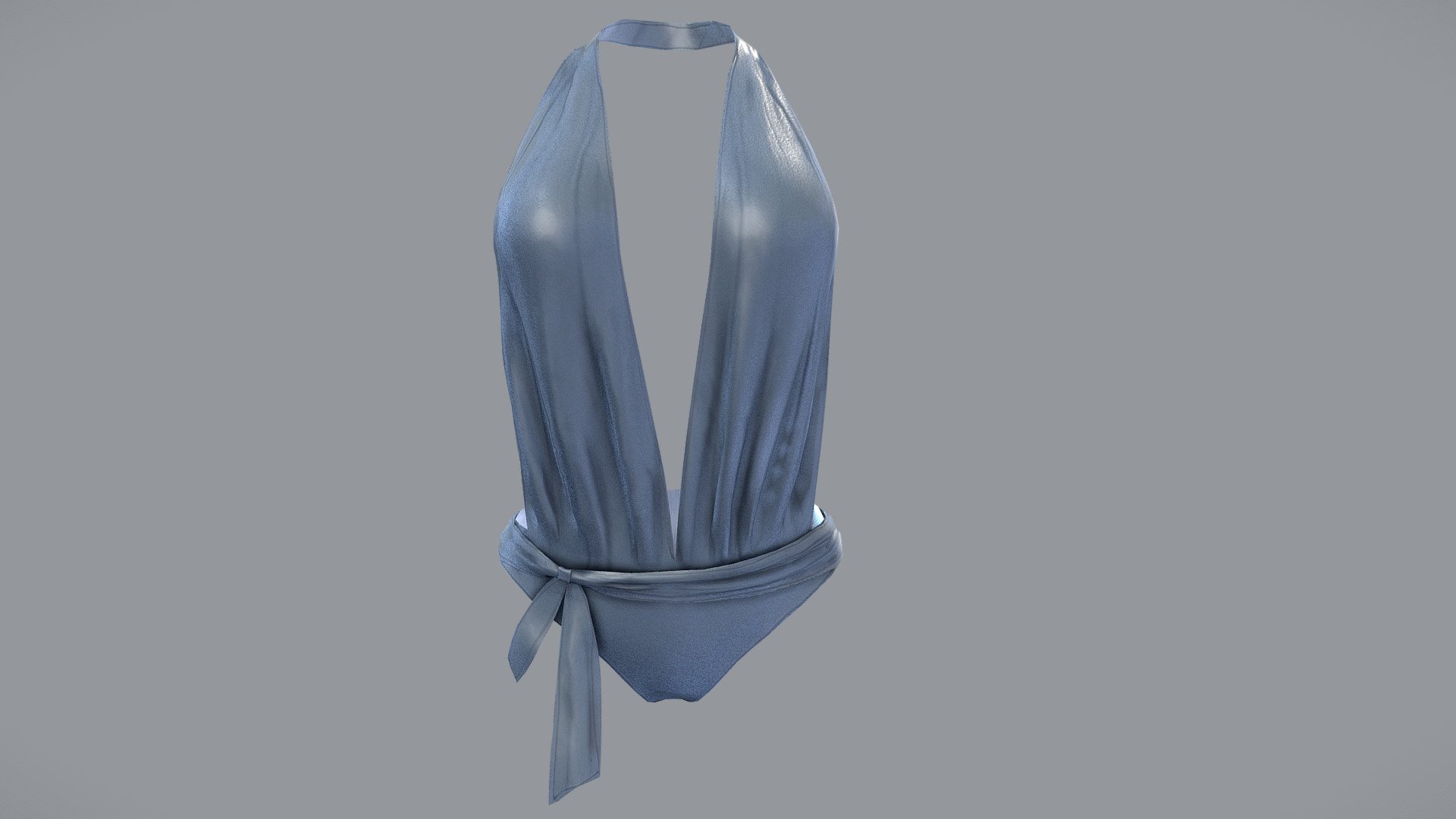 Female Halter Neck One Piece Swimsuit 3d model