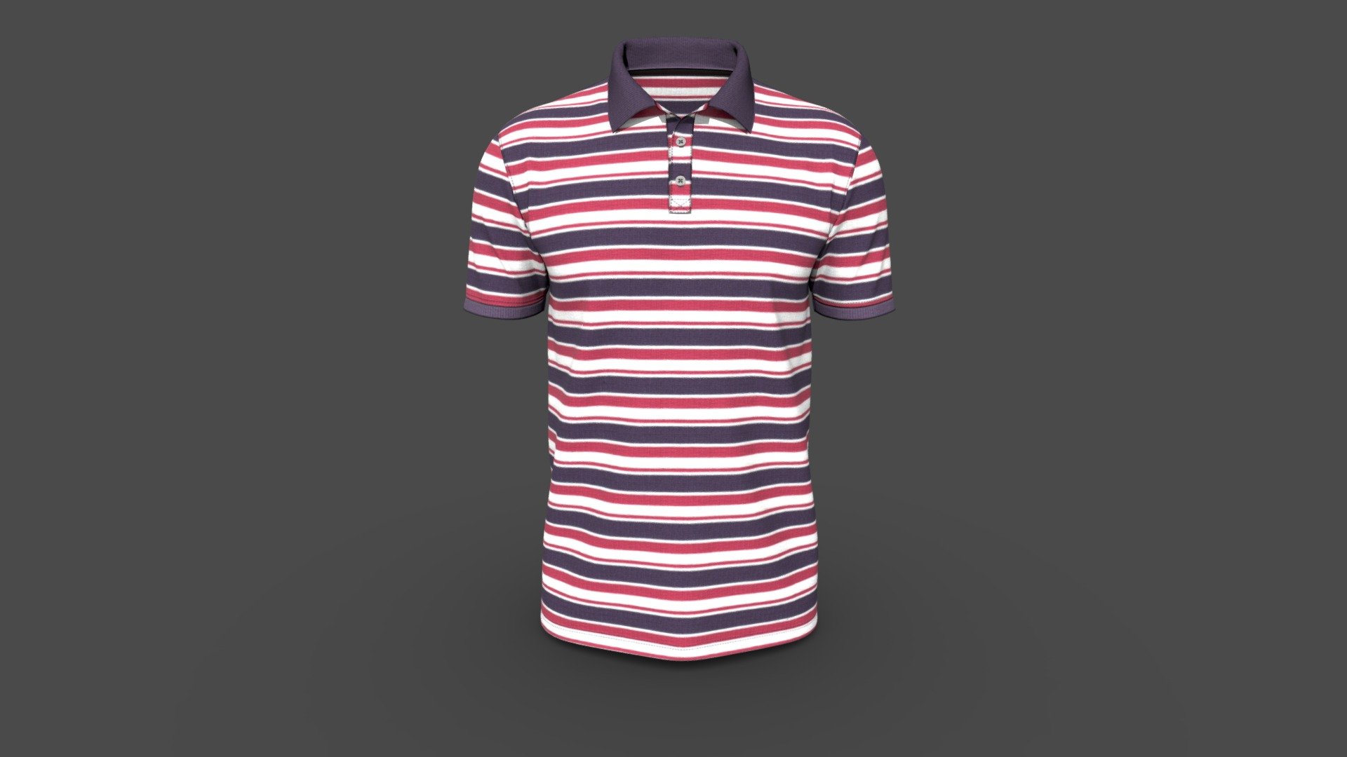 Men Classic Strip Polo Shirt 3d model