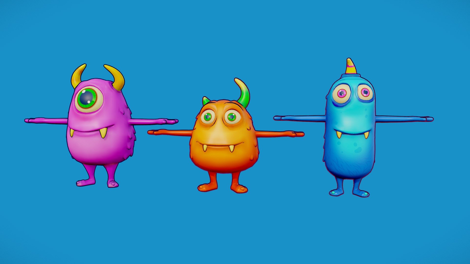 Monsters cartoon 3d model