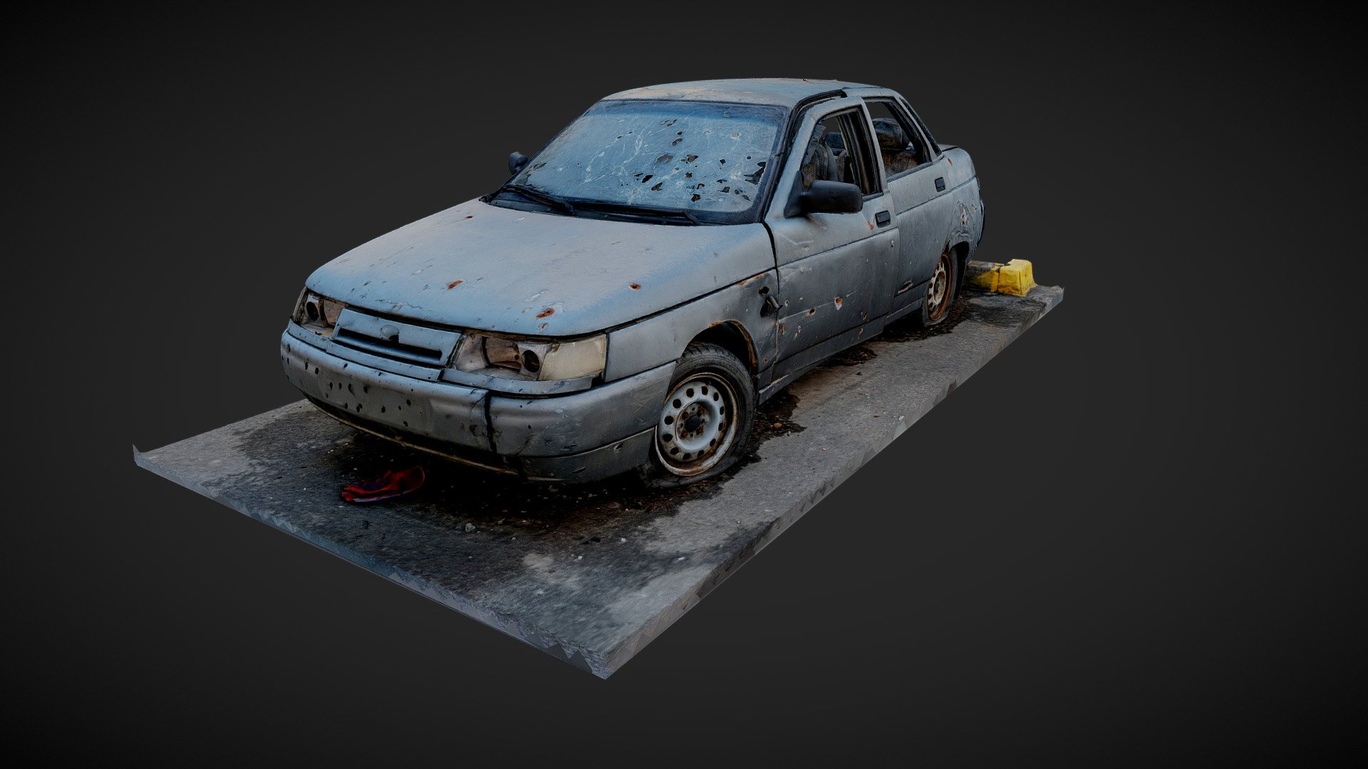 VAZ 2110 Car Destroyed in War 3d model