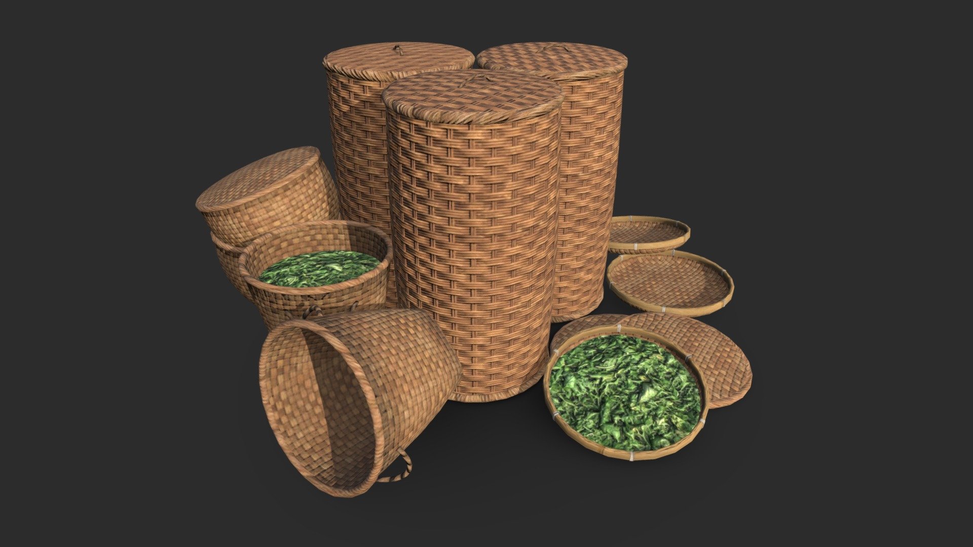 Wicker Baskets 3d model