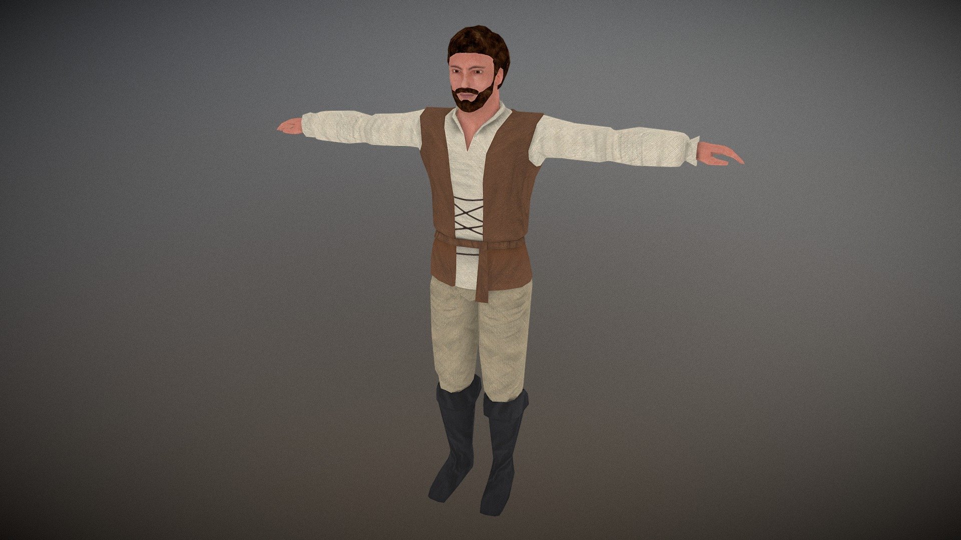 Medieval Peasant Male 3d model