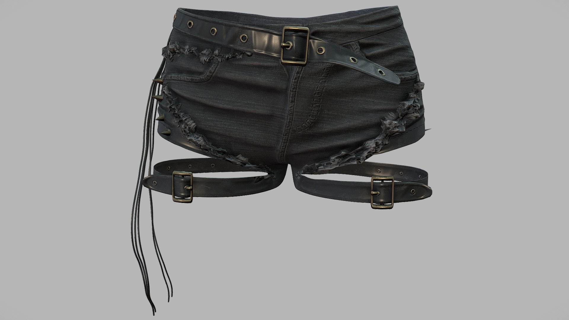 Female Ripped Denim Shorts 3d model