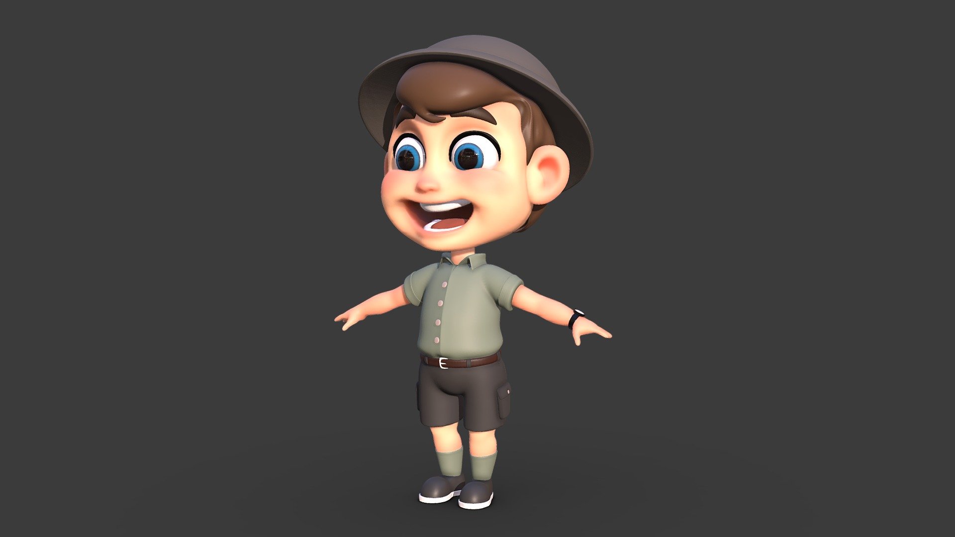 Explorer mascot for animation 3d model