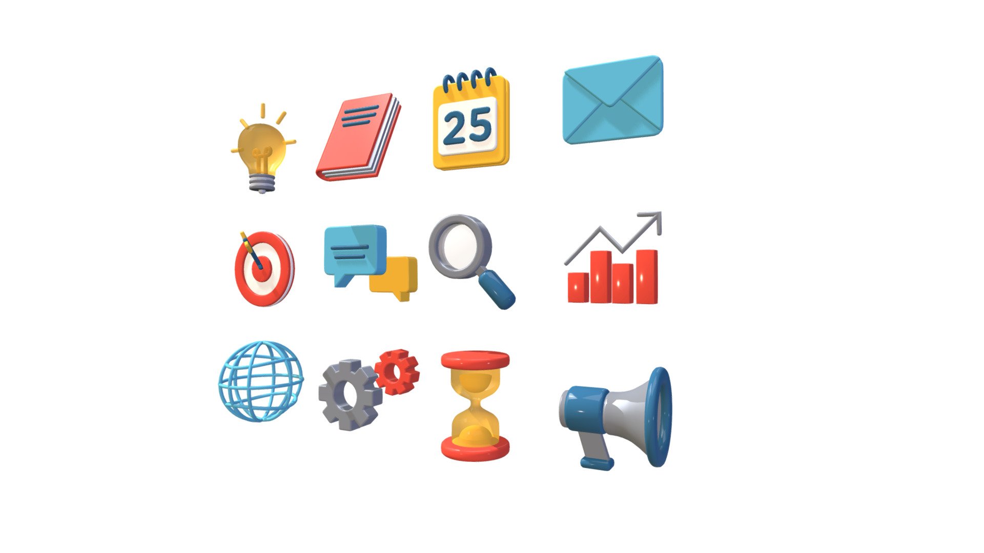 Bussiness Icon Set 3d model