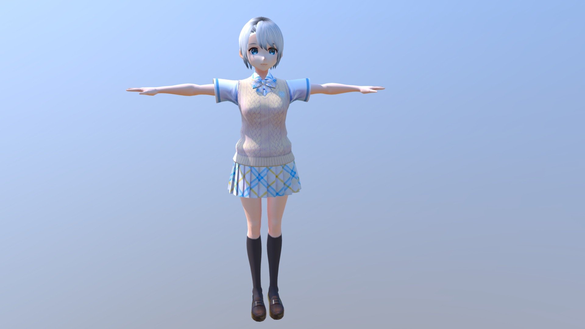 Galaxia anime girl 3d model