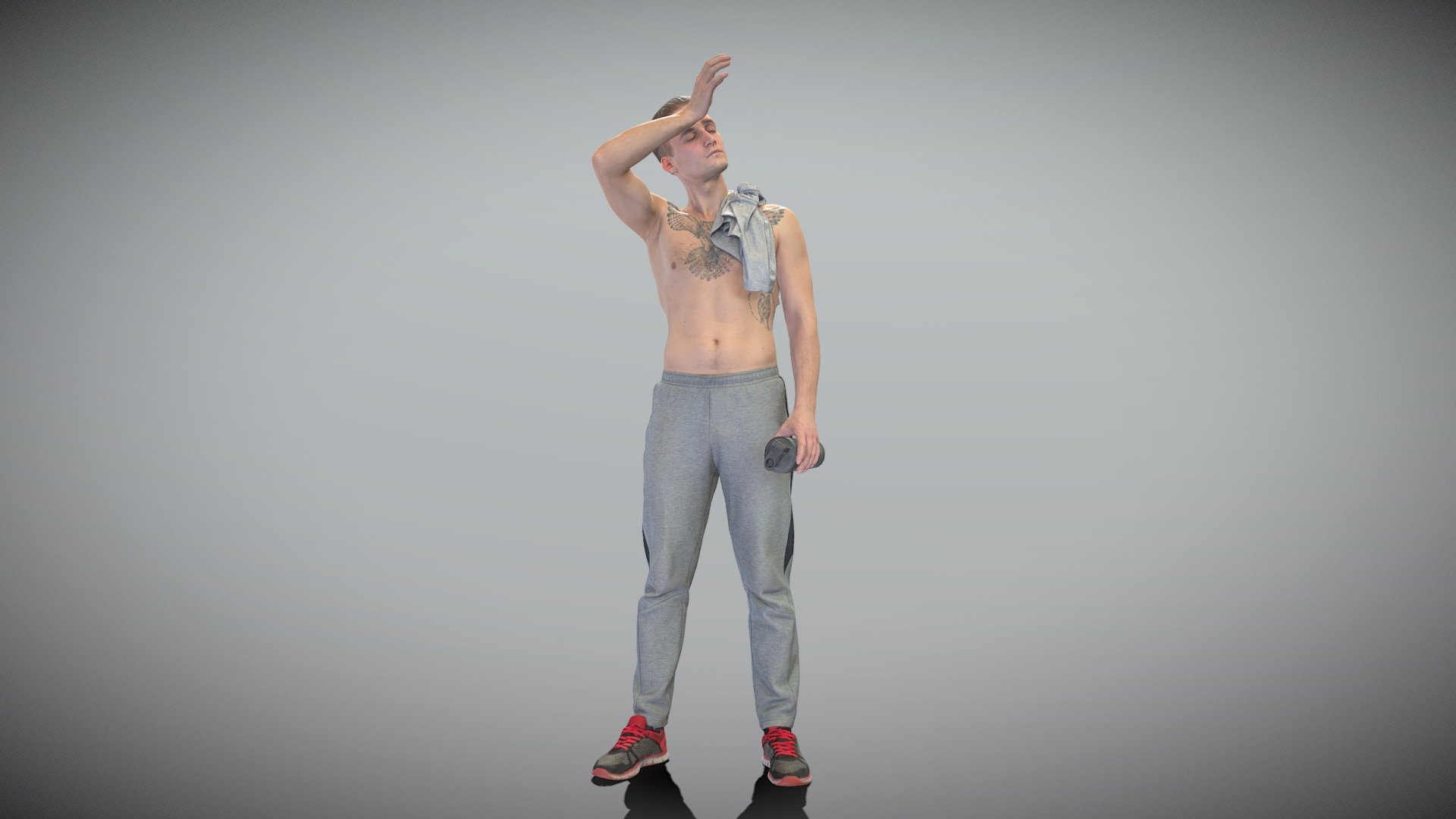 Shirtless young man with towel 380 3d model