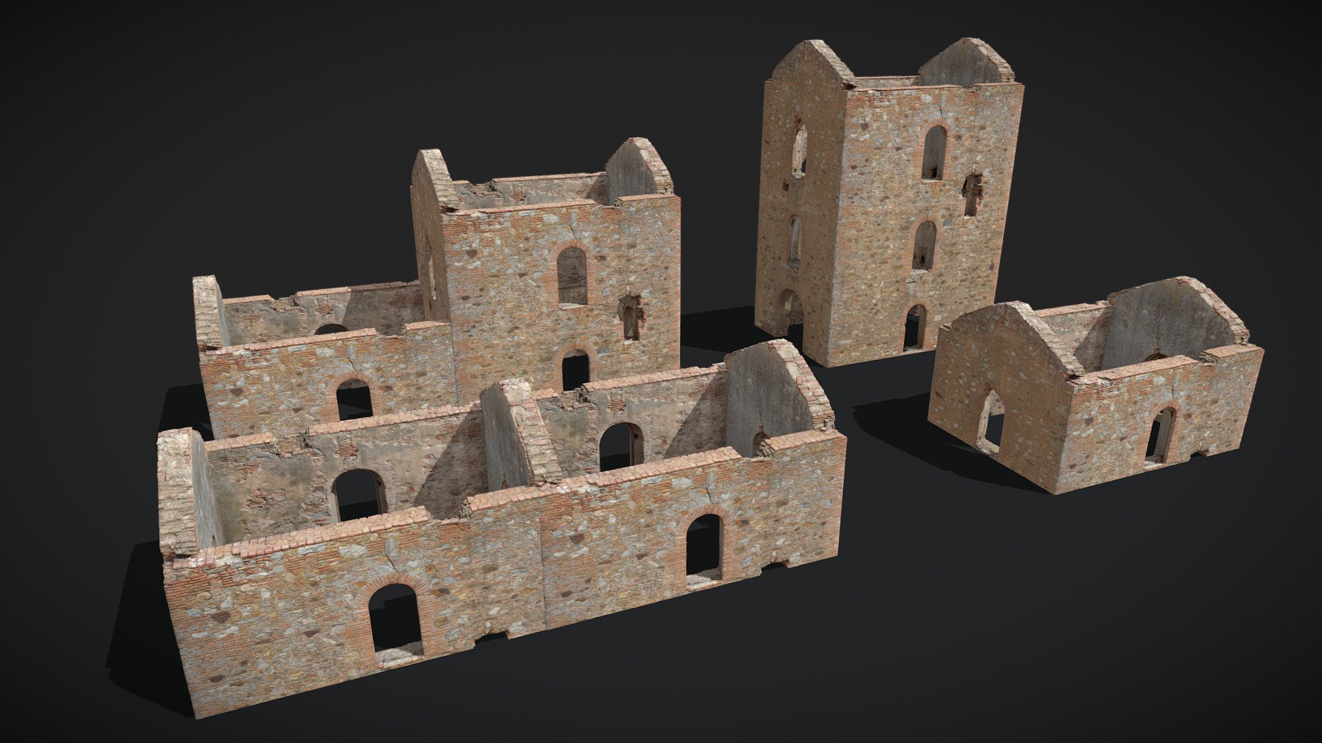 Brick House Ruins PBR Scan 3d model