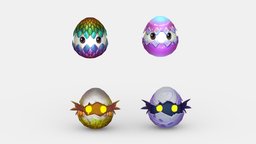 Cartoon eggshell monsters