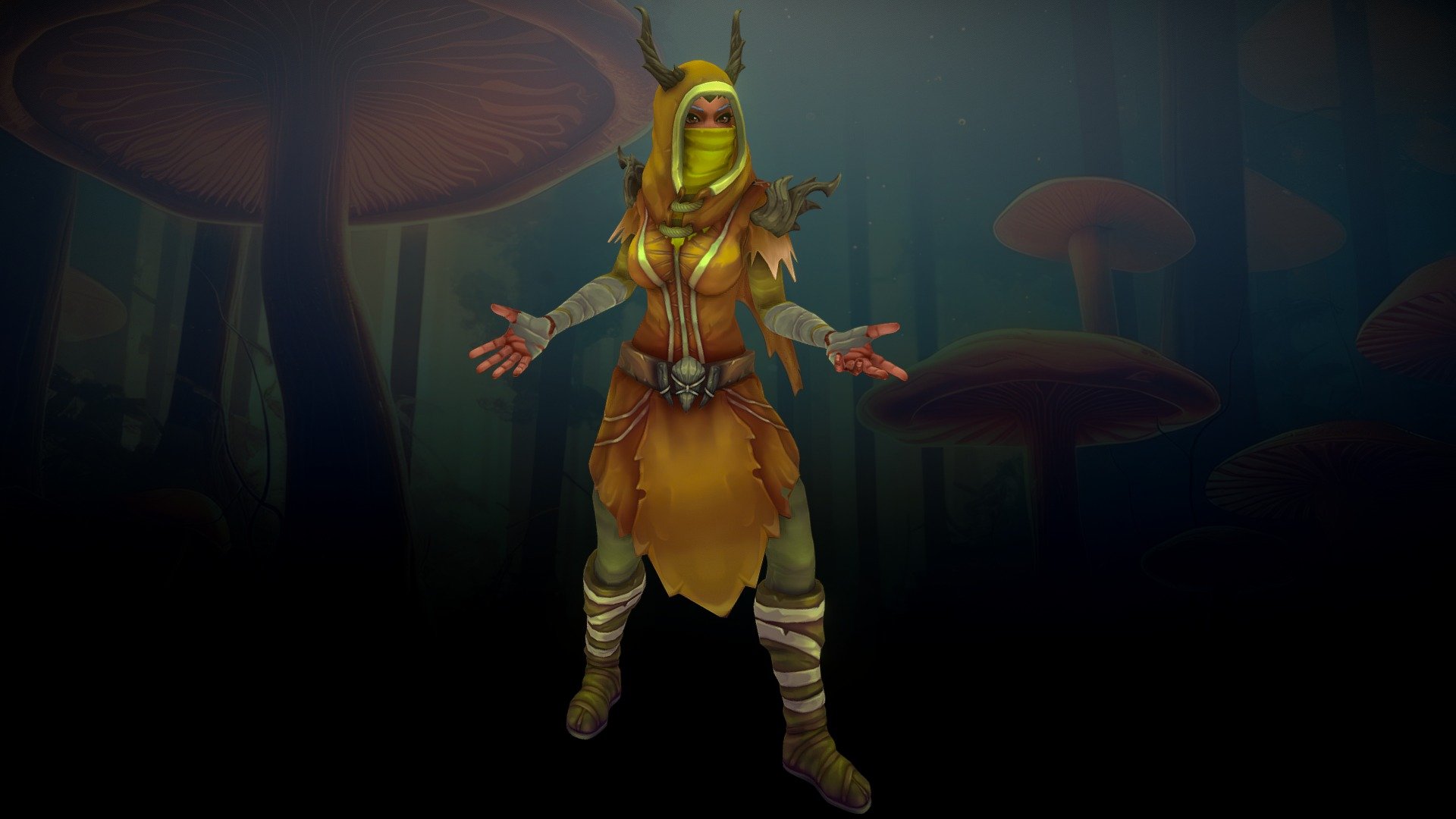 Stylized Human Female Druid(Outfit) 3d model