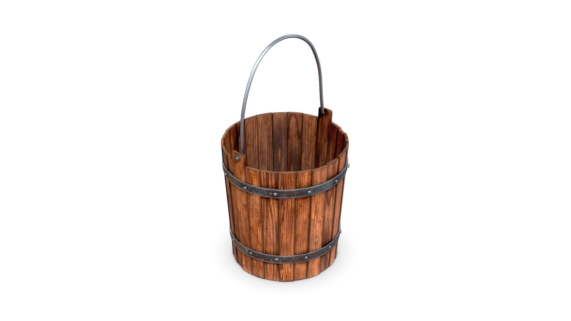 Wooden Bucket-Freepoly.org 3d model