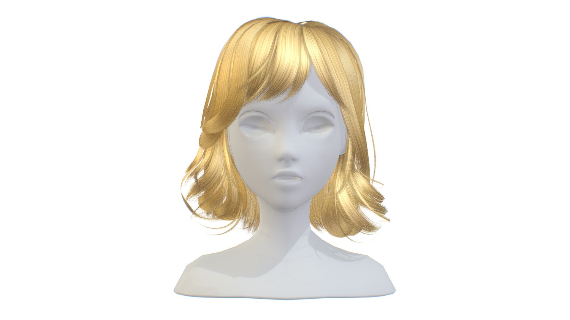 cartoon lush female 3 haircut of medium length 3d model