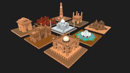 Low Poly Indian Monuments, Low-poly Landmarks 3D