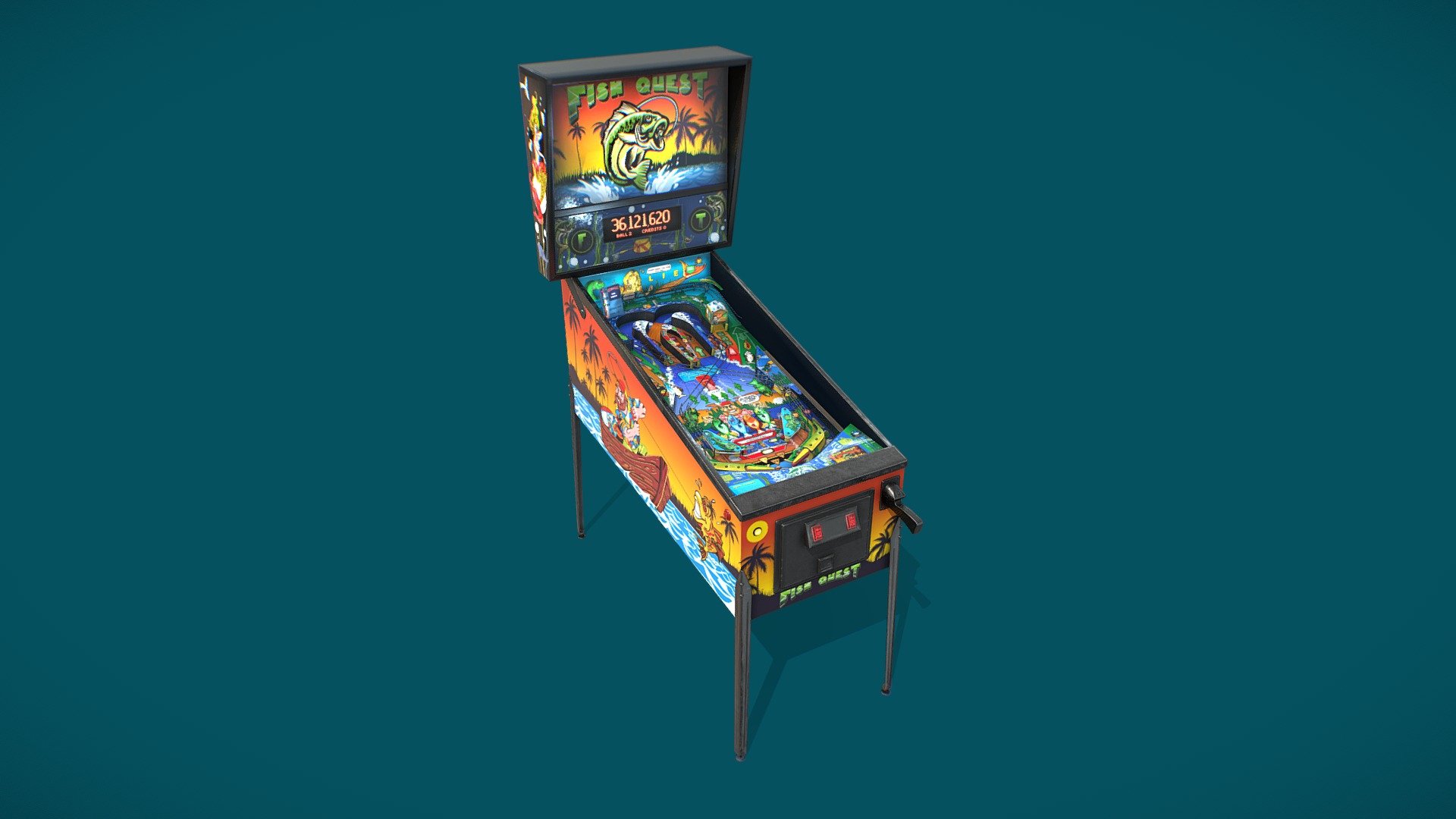 Pinball lowpoly Fish quest animated 3d model