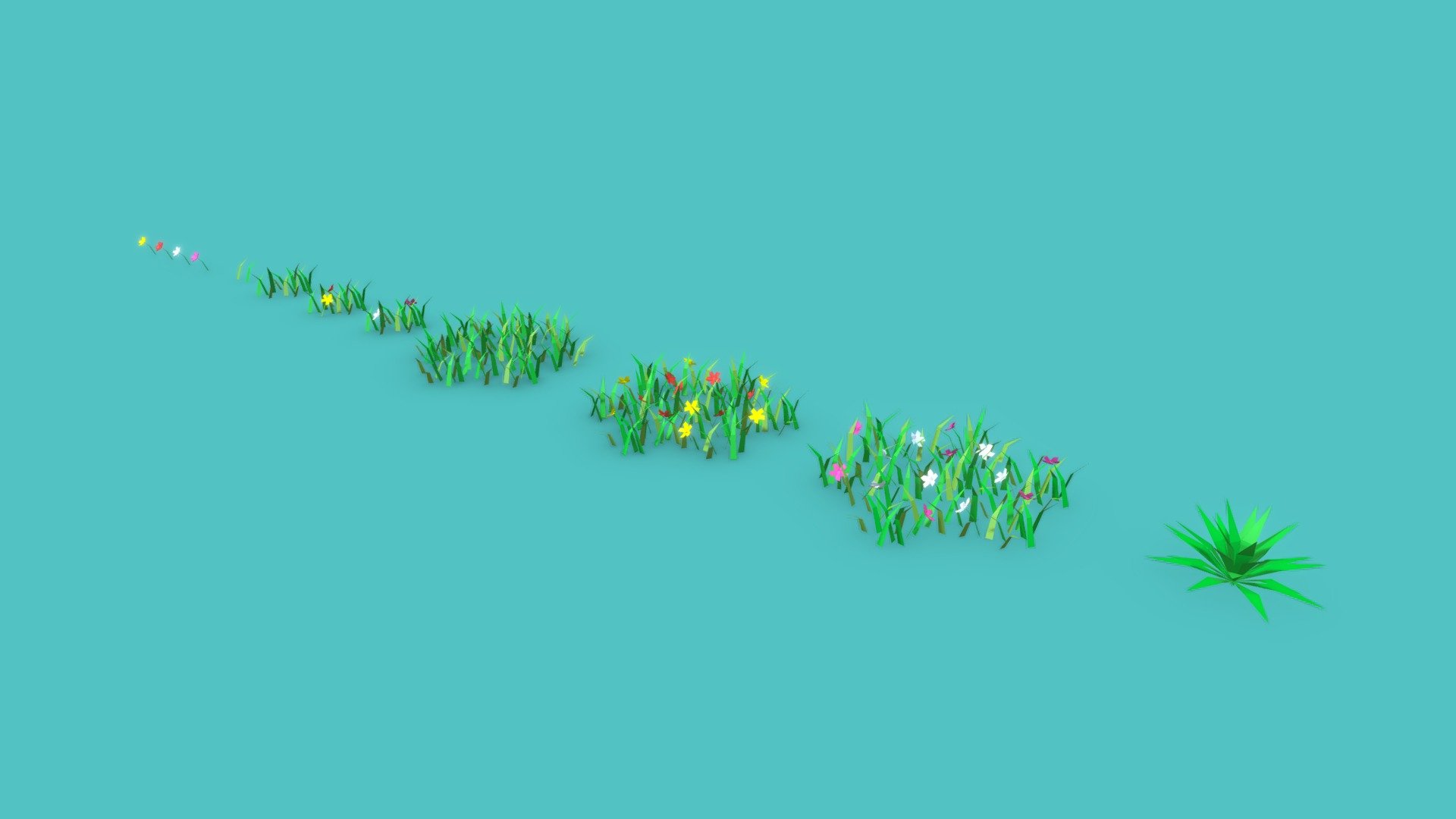 Low-Poly Grass Asset Pack 3d model