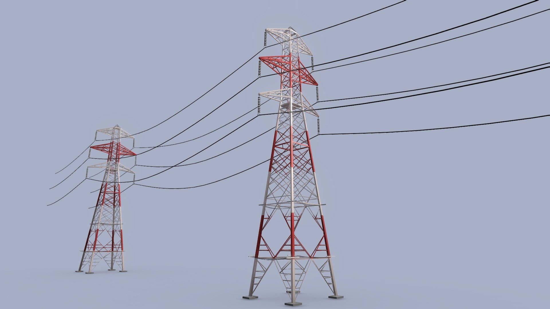 Electricity Pylon (red white) 3d model