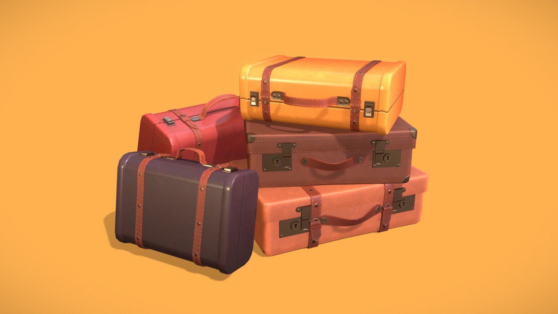 Cartoon Suitcases 3d model