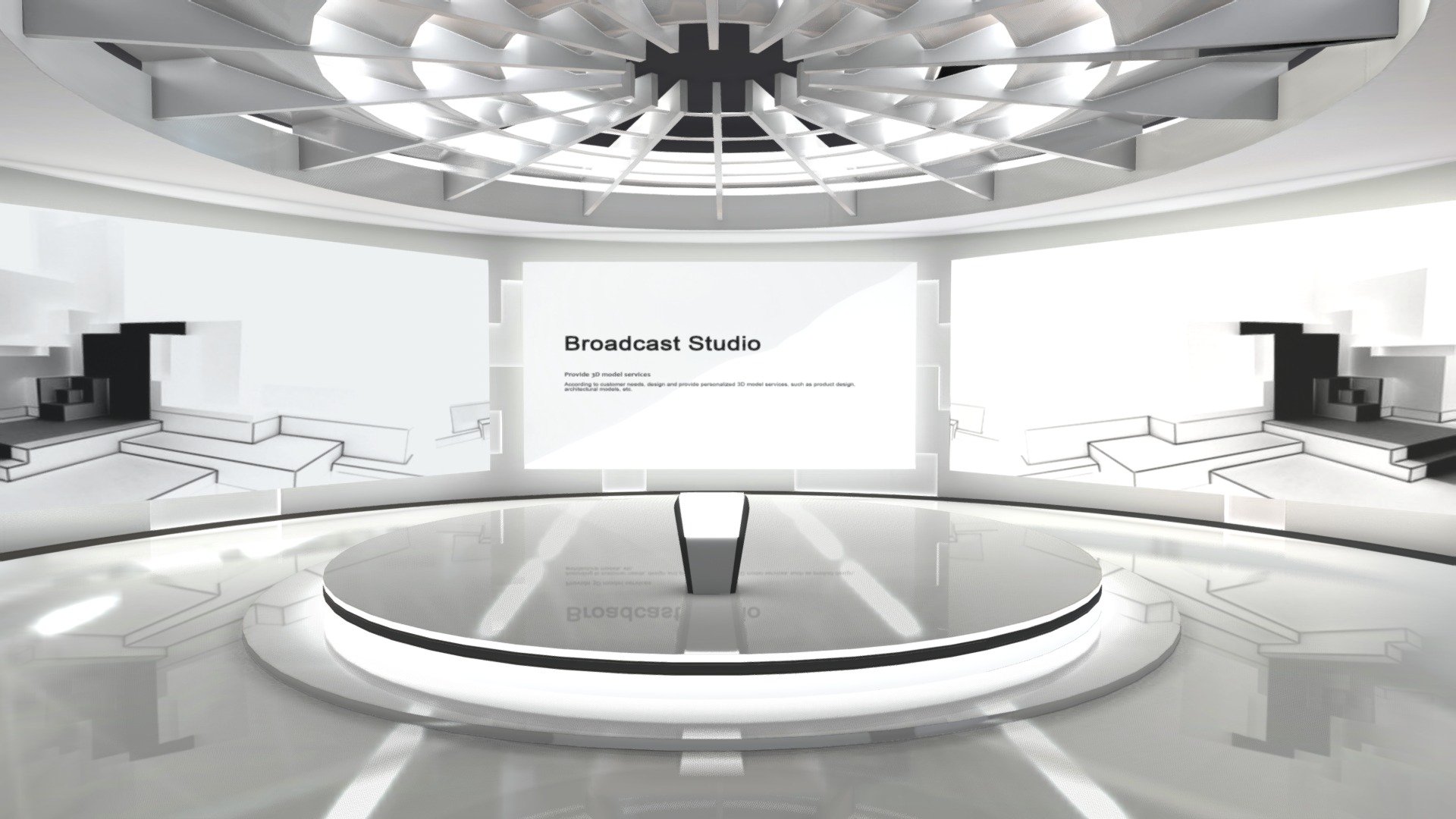 Broadcast News Studio | Baked 3d model