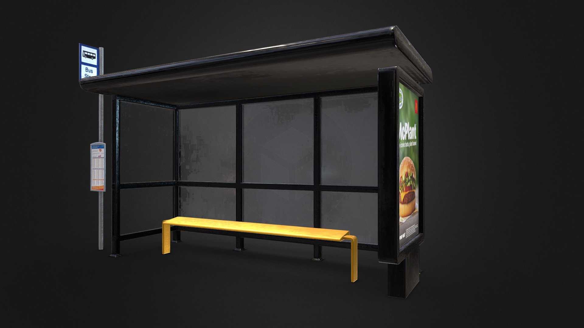 UK Bus Shelter 3d model