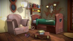 Cartoon cartoon cartoon cabin bedroom room